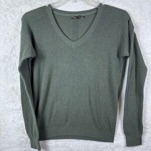 PrAna Women's M. Dark Green Knit Pullover V-Neck Long Sleeve Casual Sweater